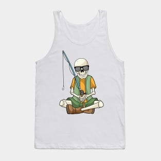 Skeleton at Fishing with Fishing rod Tank Top